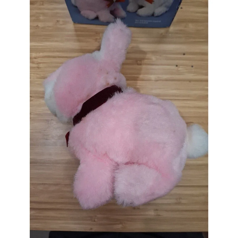 Vtg 1980s Hopping Bunny with Box! Battery Operated Animated Pink non-working